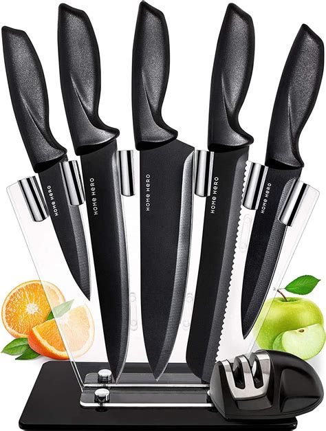 amazon knife block set|knife set with black block.